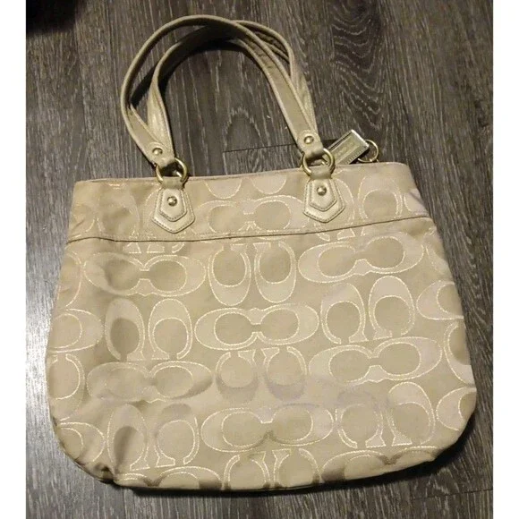 Coach Signature Logo Poppy Lurex Glam Glitter Sateen Tote Bag H1 193 17890 - Picture 7 of 13